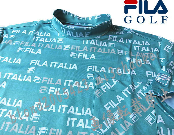 ■新品【FILA GOLF】フィラゴルフ COOL TOUCH接触冷感 全体飛びロゴ モックネック半袖シャツ■TQ/LL_画像1