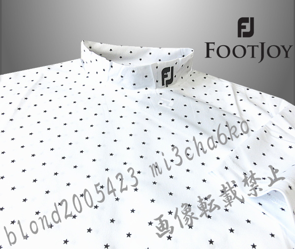 ■新品【FOOT JOY GOLF】フットジョイゴルフ 吸汗速乾 ストレッチ 衿刺繍ロゴ モックネック半袖シャツ■WH/L_画像1