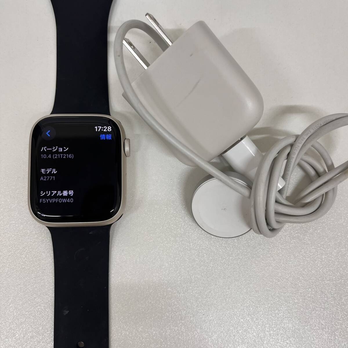 [C-24320]A2771 MSMK Apple Watch Series 8 WR-50M 45MM 32GB Apple watch charger body black operation verification ending present condition goods 