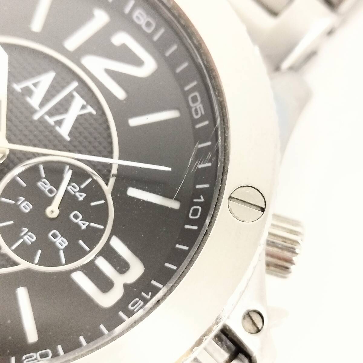 【F-14614】1円～ ARMANI EXCHANGE アルマーニ メンズ時計 AX1501 風防キズ有 不動品 ジャンク扱い AX エクスチェンジ_画像3