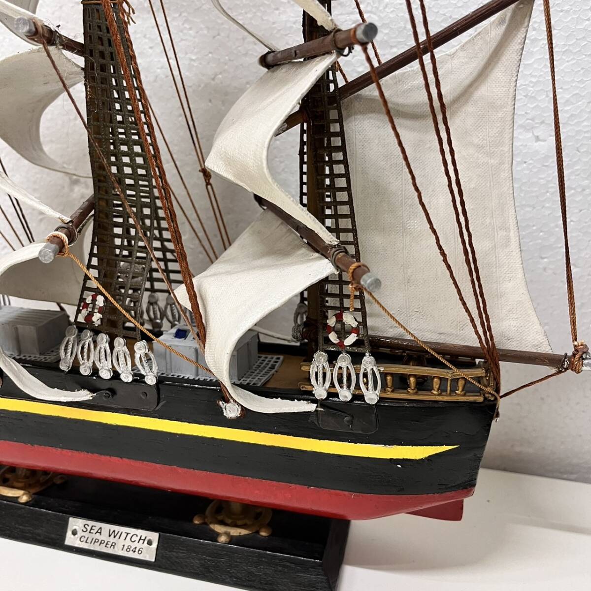 【C-25082】SEA WITCH 1846年 大型 帆船模型 帆船 船 模型 木製 置物 インテリア 飾り コレクション オブジェ コレクション_画像6