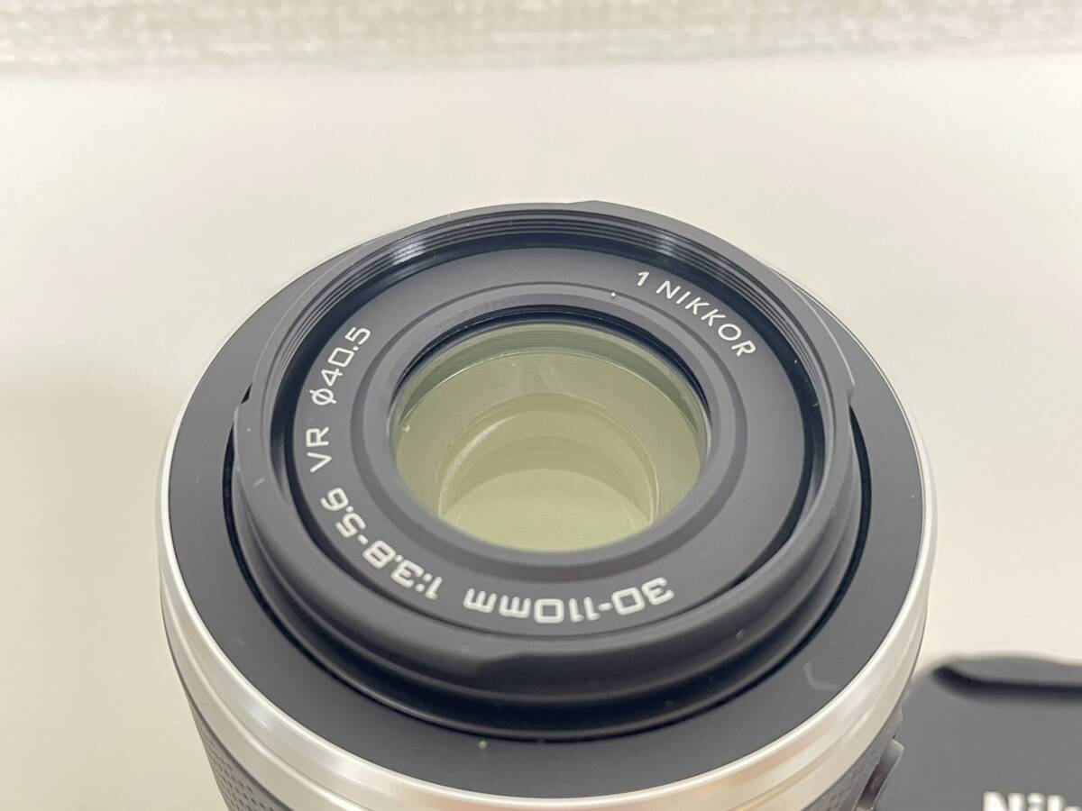 [F-14956] Nikon 1 J1 body lens set NIKKOR 10-30mm 1:3.5-5.6 VR / 30-110mm 1:3.8-5.6 VRni navy blue silver 
