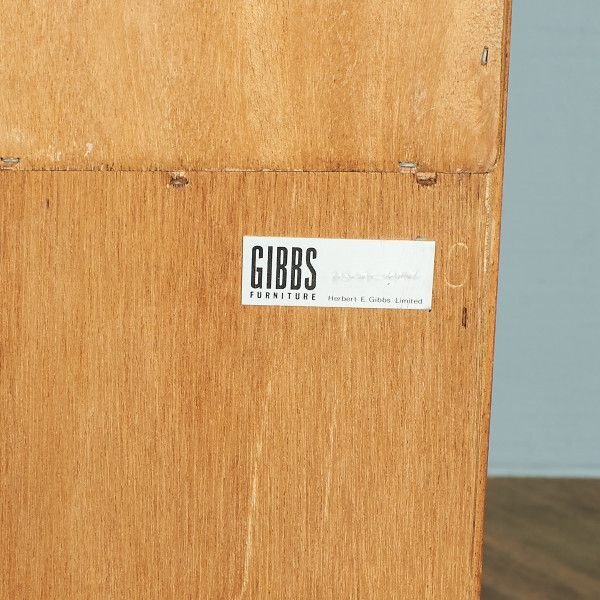 [77420]英国 ヴィンテージ Herbert E. Gibbs チーク ブックシェルフ ビューロ デスク 飾り棚 本棚 書棚 ウォールユニット イギリス 木製_画像4