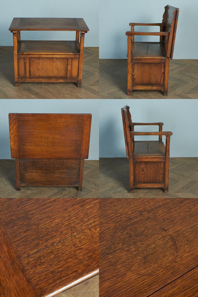 [78229]モンクスベンチ 英国 アンティーク オーク 木製 テーブル ベンチ コファー サイドボード 収納 教会 木彫刻 長椅子 クラシック_画像5