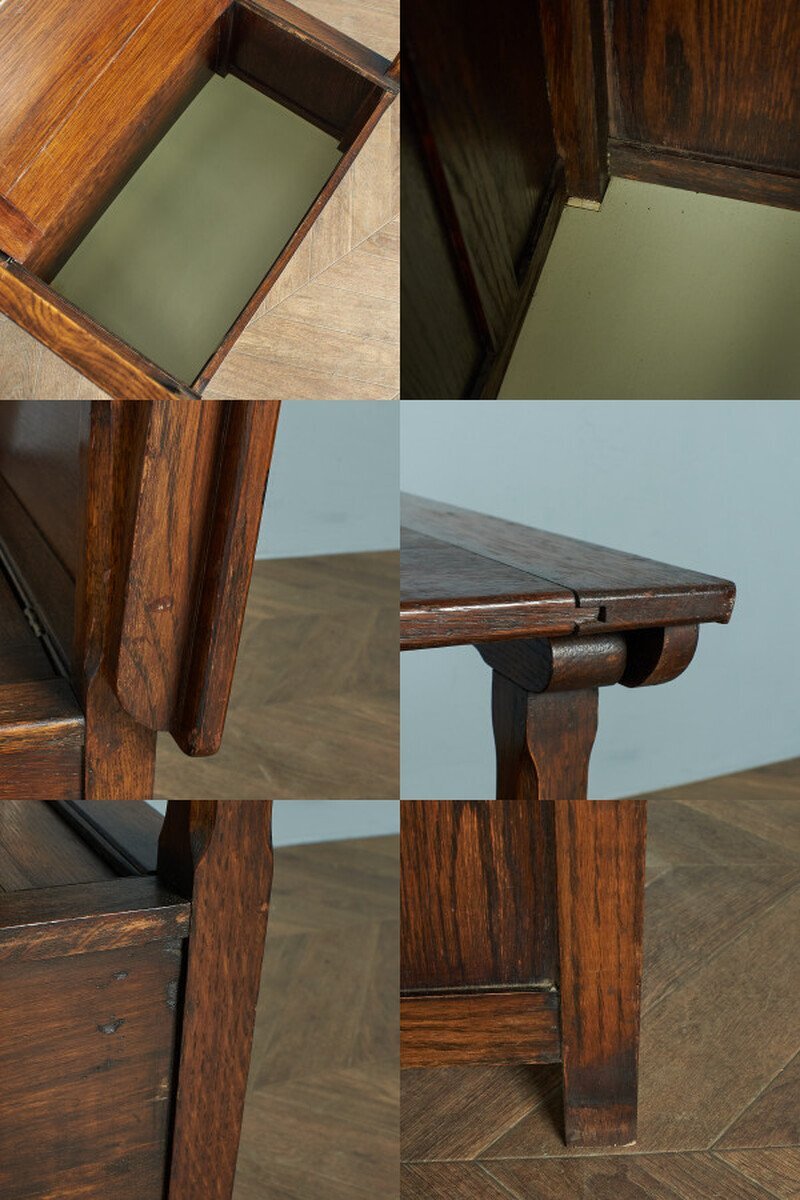 [78229]モンクスベンチ 英国 アンティーク オーク 木製 テーブル ベンチ コファー サイドボード 収納 教会 木彫刻 長椅子 クラシック_画像8