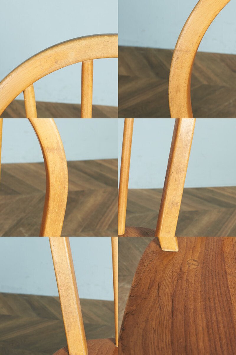 [74424]ercol スポーク 4本 フープバックチェア アーコール 椅子 ダイニングチェア 曲木椅子 エルム材 天然木 イギリス 英国 シンプル_画像6
