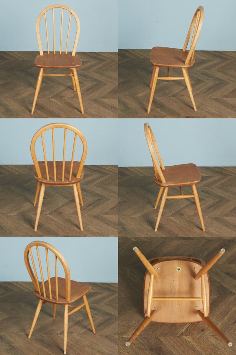 [63262]ercol スポーク 4本 フープバックチェア アーコール 椅子 ダイニングチェア 曲木椅子 エルム材 天然木 イギリス 英国 シンプル_画像5