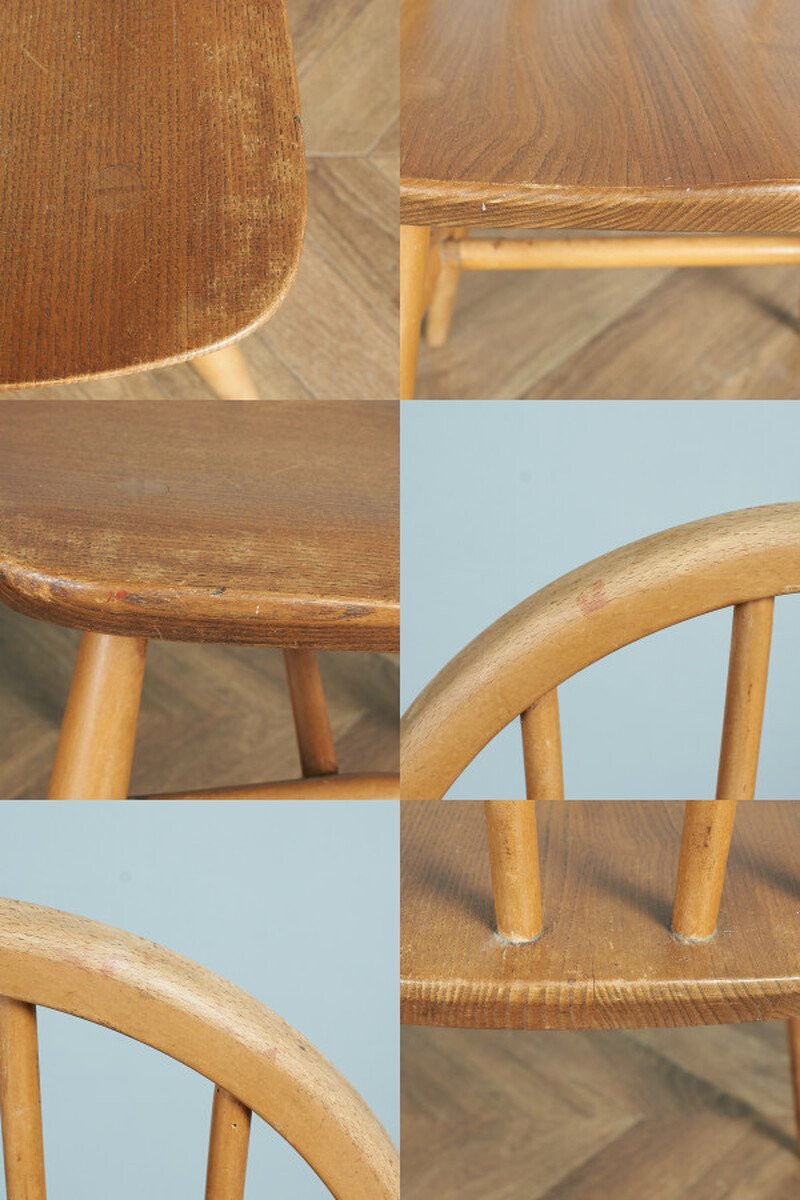 [65795]ercol スポーク 4本 フープバックチェア アーコール 椅子 ダイニングチェア 曲木椅子 エルム材 天然木 イギリス 英国 シンプル_画像7