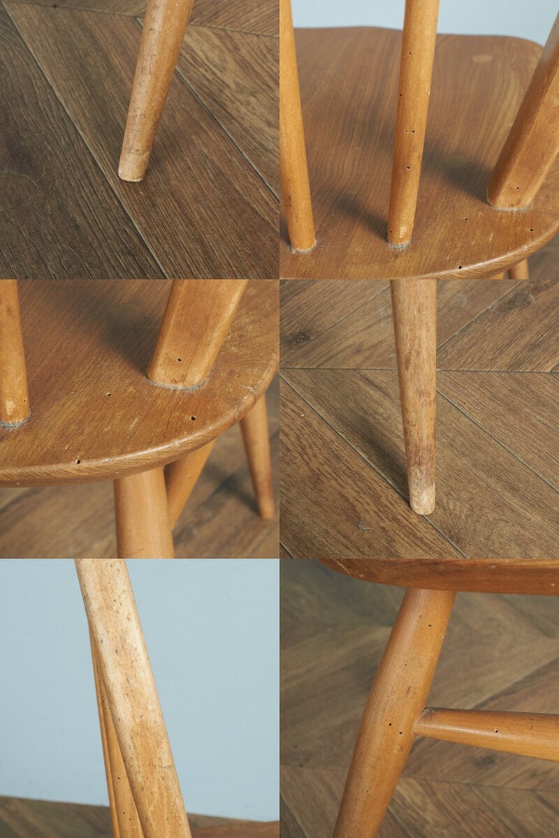 [65795]ercol スポーク 4本 フープバックチェア アーコール 椅子 ダイニングチェア 曲木椅子 エルム材 天然木 イギリス 英国 シンプル_画像8