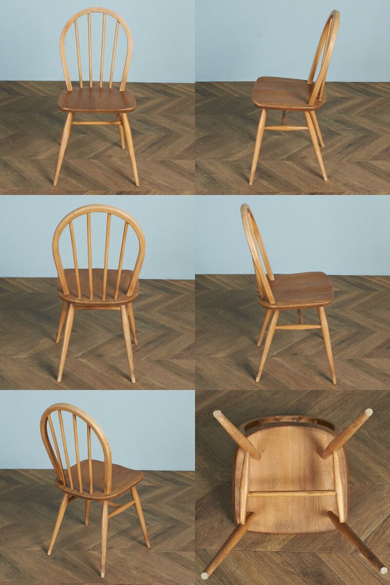 [65795]ercol スポーク 4本 フープバックチェア アーコール 椅子 ダイニングチェア 曲木椅子 エルム材 天然木 イギリス 英国 シンプル_画像5