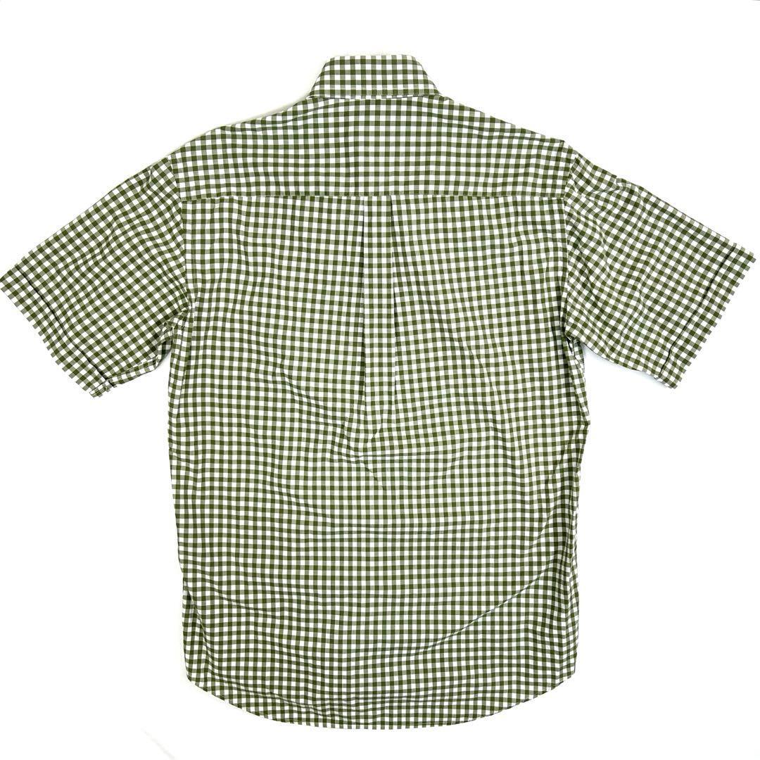 BEAMS F×Y.Akamine ビームスエフ　ボタンダウンシャツ　半袖シャツ　ギンガムチェック　グリーン　sizeM　メンズ　男性用_画像3