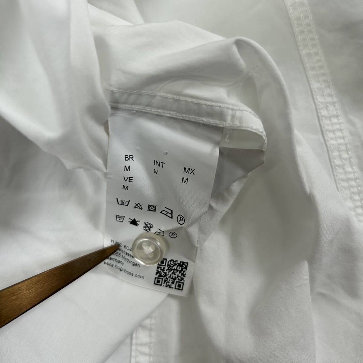 HUGO BOSS ヒューゴボス　半袖シャツ ラグランスリーブ　ドレスシャツ　ホワイト 白 size M メンズ　男性用_画像6