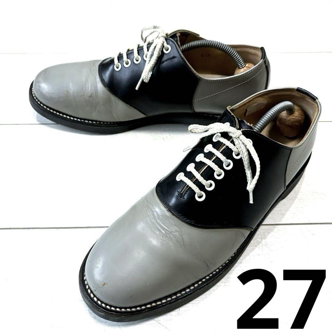 27 良品 REGAL リーガル 黒灰 サドルシューズ ツートン レザー 2051 プレーン オックスフォード シューズ 革靴 オールド ビンテージ 90s00s_画像1