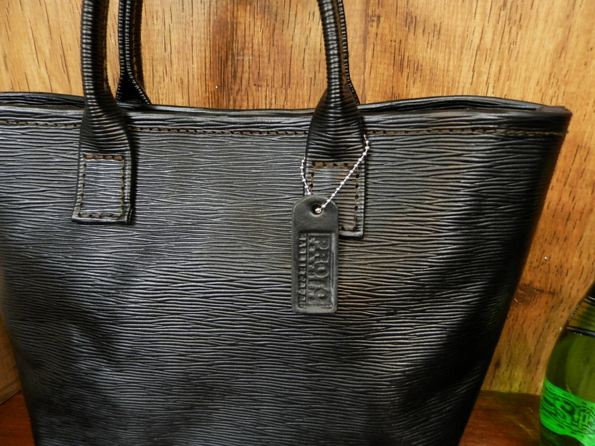 *S size * elegant water wrinkle pattern leather. Mini tote bag! black hand made Himeji leather made in Japan black lining attaching all leather cow leather original leather 