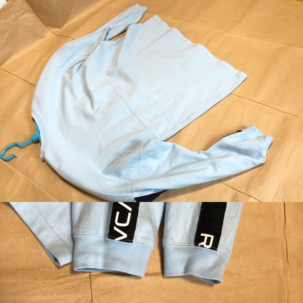 RVCA ロンT S 水色 長袖 tシャツ ライン ルーカ