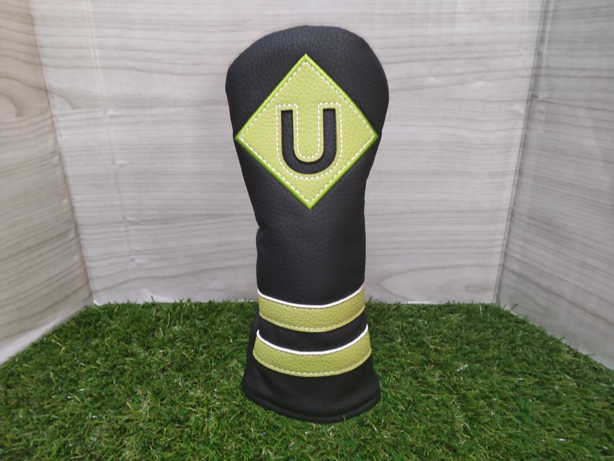 【UT】ゴルフヘッドカバー　ユーティリティ用　黒緑ロゴ