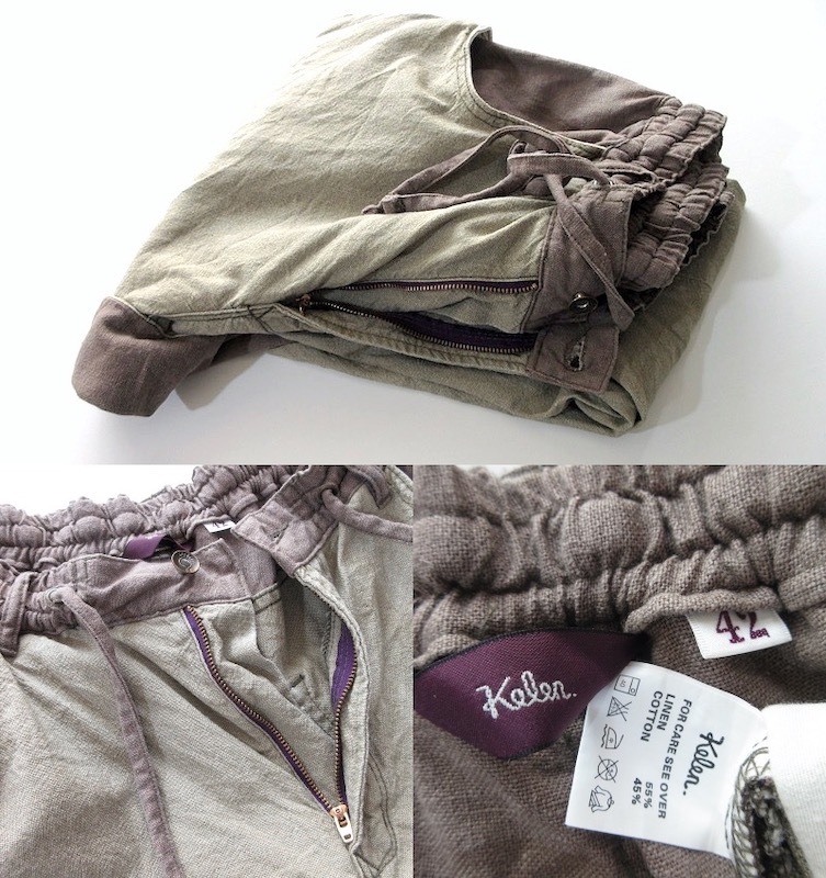 [Kelenke Len ]linen хлопок комбинированный цвет шаровары!! ( Osaka departure хлопок лен легкий брюки )