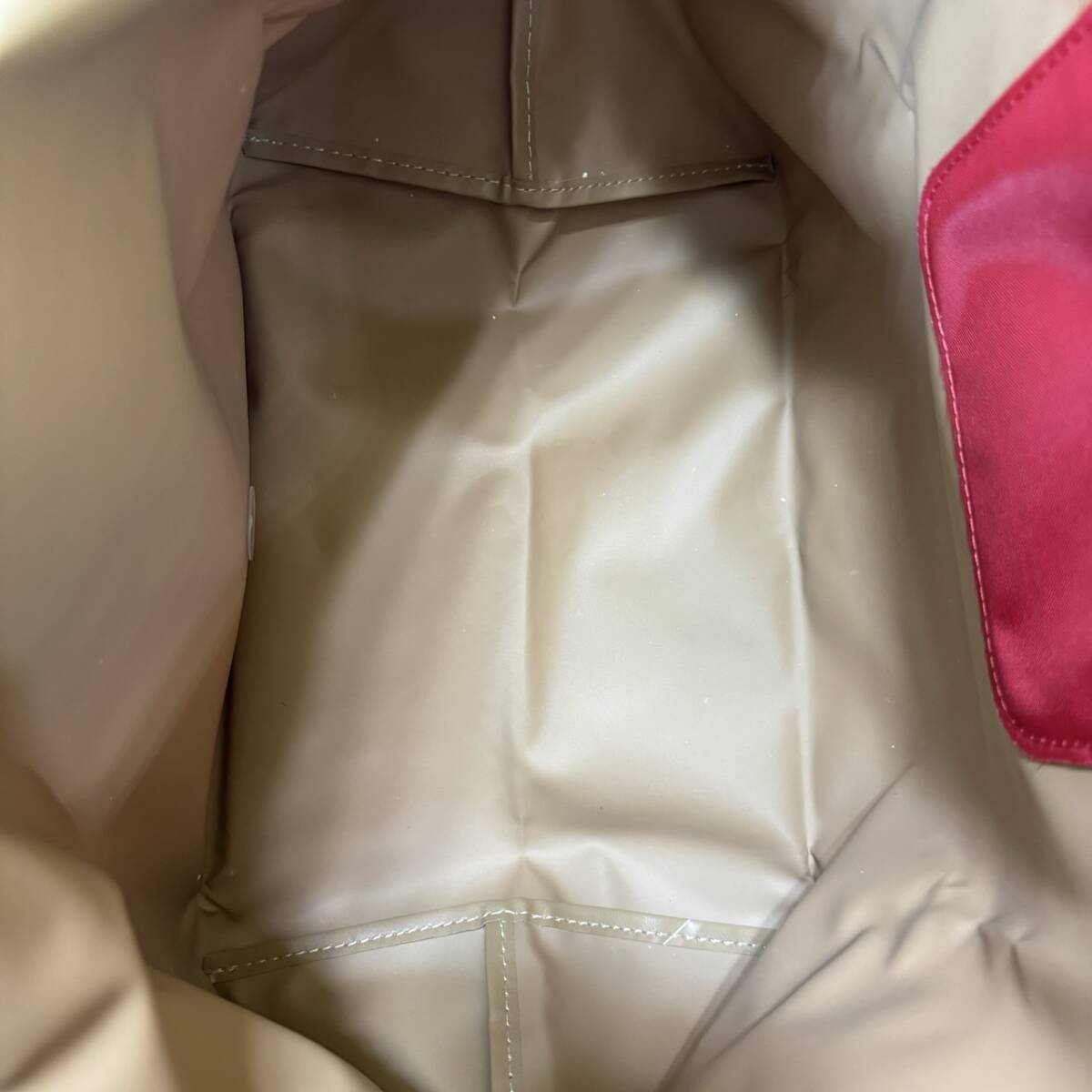 [GSA-349]1 jpy ~LONGCHMAP Long Champ ru* yellowtail a-ju nylon cow leather tote bag red folding middle waterproof unisex 