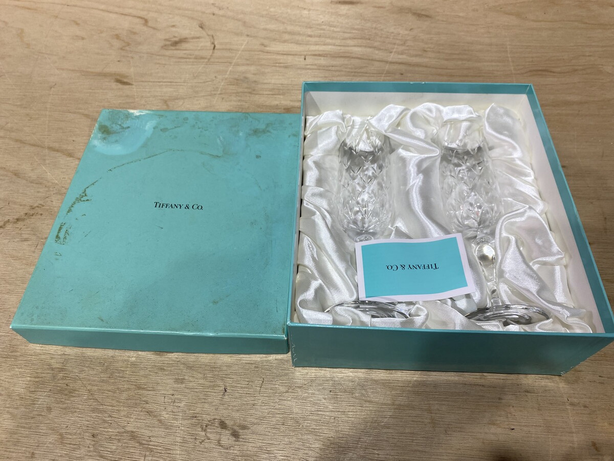 【１３－５５】TIFFANY&Co. ティファニー ペアグラス ビアグラス/ビールグラス/ワイングラス made in JAPAN 長期保管品_画像1