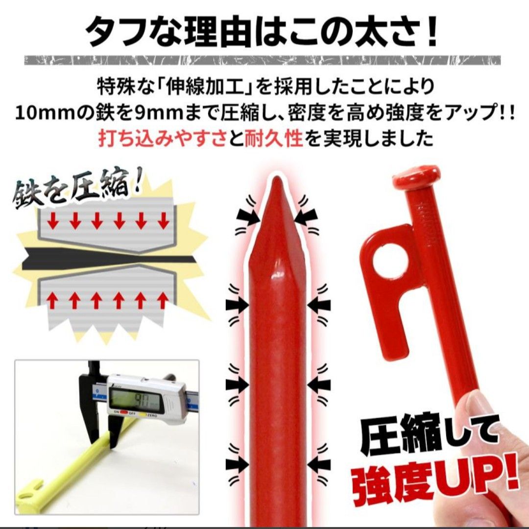 スチールペグ 「ブルー」２０cm ８本セット  安全キャップ付（新品 未使用）