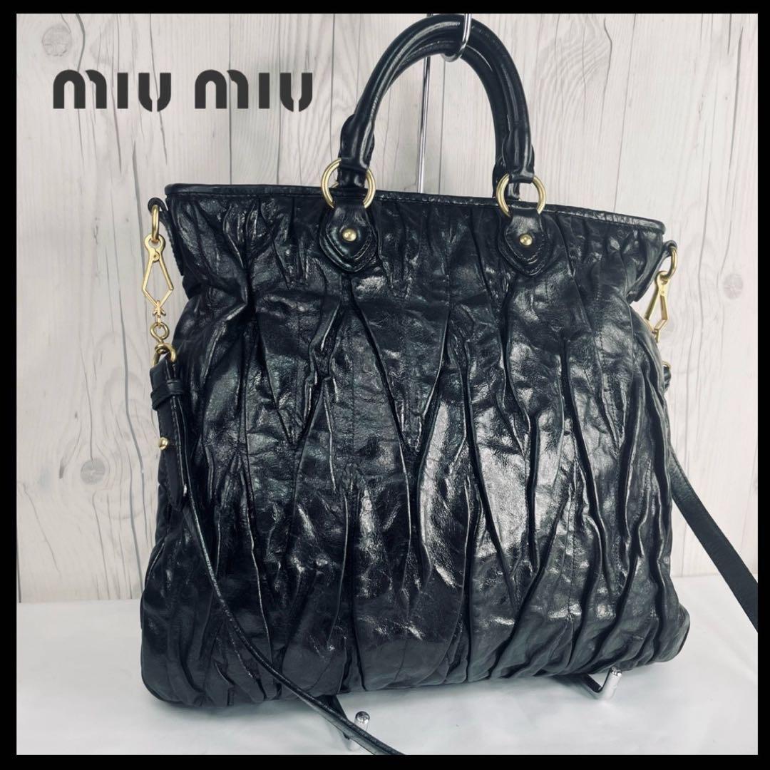 * beautiful goods * miumiu MiuMiu ma tera se tote bag shoulder bag black bag diagonal ..A4 black 