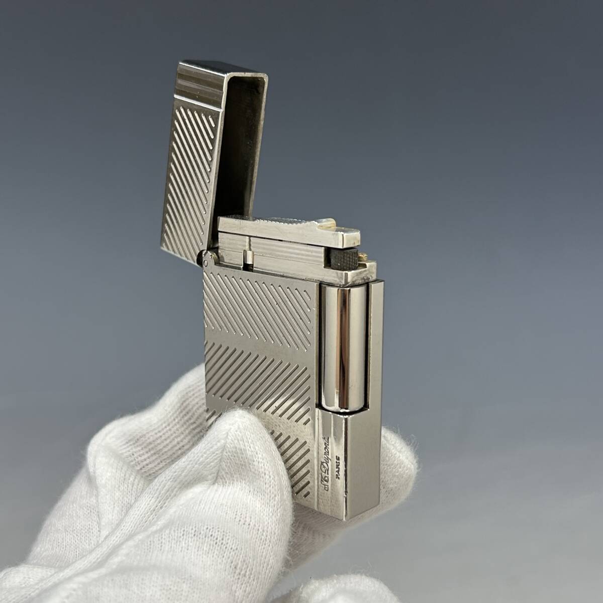 1 jpy ~ condition good [ Dupont /S.T.Dupont genuine article ] lighter /gyatsu Be / silver / gas lighter [X425M