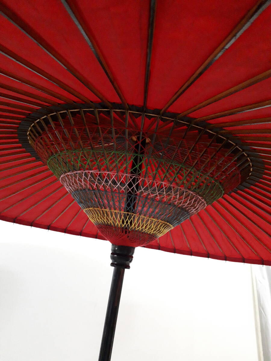 ■傘 茶道具 野点傘 のだて傘 永光作 全長約210cm 傘直径約175cm 茶席 茶道具　ジャンク品_画像2