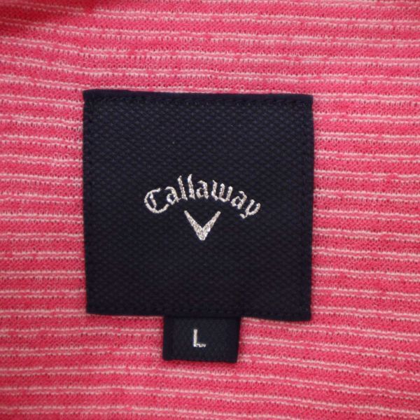 Callaway キャロウェイ 春夏 刺繍★ 半袖 ボーダー ポロシャツ Sz.L メンズ ゴルフ ピンク C4T03853_4#Aの画像6