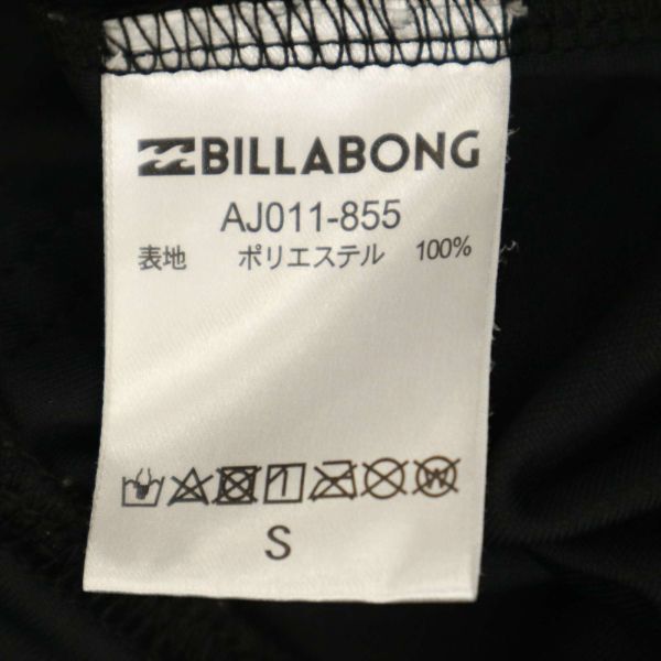 美品★ BILLABONG ビラボン 春夏 ロゴ プリント ストレッチ ジップ フーディー ラッシュガード パーカー Sz.S メンズ 黒 C4T04129_4#Mの画像6