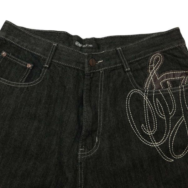 Sean John Sean John весна лето вышивка * Denim шорты джинсы Sz.36 мужской большой размер очень большой C4B01981_4#P