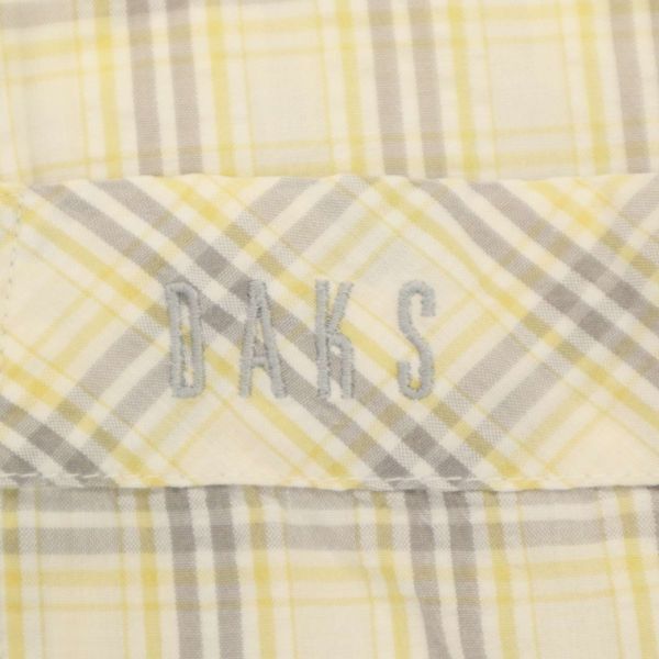 未使用★DAKS ダックス 春夏 ロゴ刺繍★ 長袖 チェック パジャマ シャツ Sz.L　メンズ 寝巻き 日本製　C4T04370_5#A_画像3