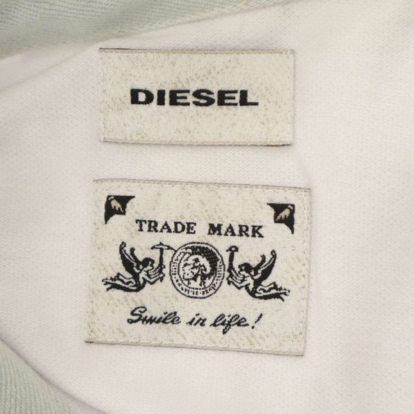 DIESEL ディーゼル 春夏 デニム切替★ 半袖 鹿の子 ポロシャツ Sz.M　メンズ 白　C4T04390_5#A_画像5