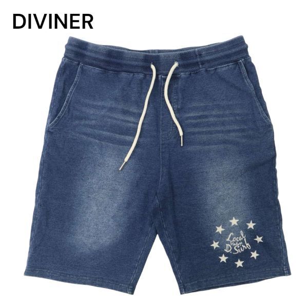 DIVINER ディバイナー 加工★ 星条旗 ストレッチ スウェット イージー デニム ショート パンツ ジーンズ Sz.M　メンズ　C4B02071_5#P_画像1