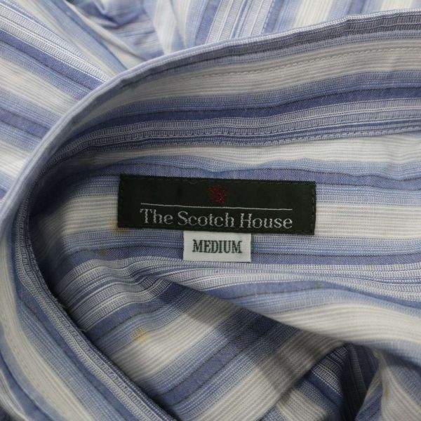 タグ付き★ THE SCOTCH HOUSE スコッチハウス 通年 長袖 ボタンダウン ストライプ シャツ Sz.M　メンズ ビジカジ　C4T04445_5#C_画像5