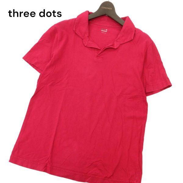 USA производства * three dots Three Dots весна лето короткий рукав Skipper рубашка-поло Sz.L мужской C4T04573_5#D