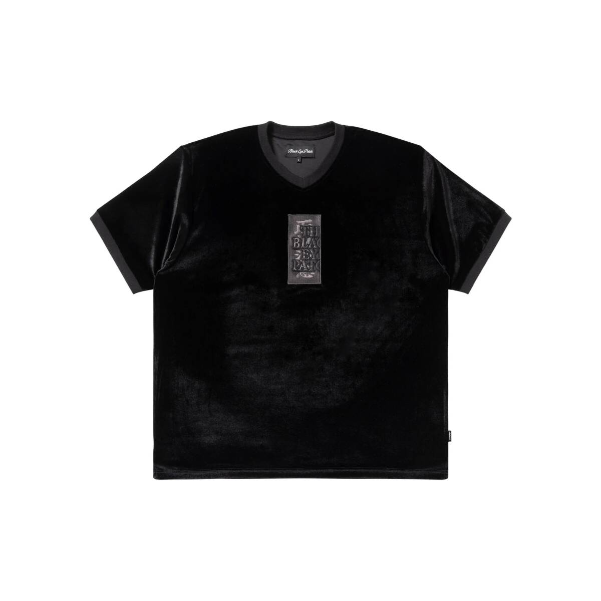 BlackEyePatch HWC LABEL EMBROIDERED VELOUR V NECK S/S SHIRT ポロシャツ ベロアー 取扱注意 Tシャツ ブラックアイパッチ BLACK L_画像2