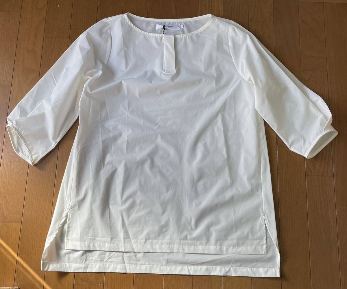  мой fei шероховатость to Dance gold застежка с планкой блуза L белый новый товар 14,300 иен . пот скорость . Silhouette красивый UV A линия рубашка длинный рукав 
