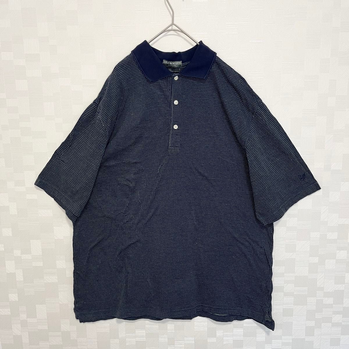【美品】ライルアンドスコット　ポロシャツ　半袖　刺繍　ドッド　ネイビー　XL