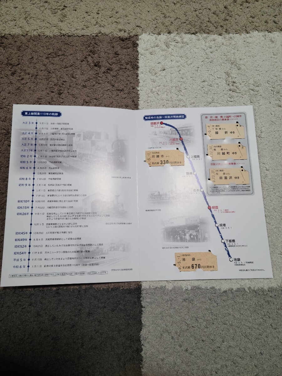 東武鉄道 東武東上線開業110周年記念乗車券セット(切符番号2836)の画像2