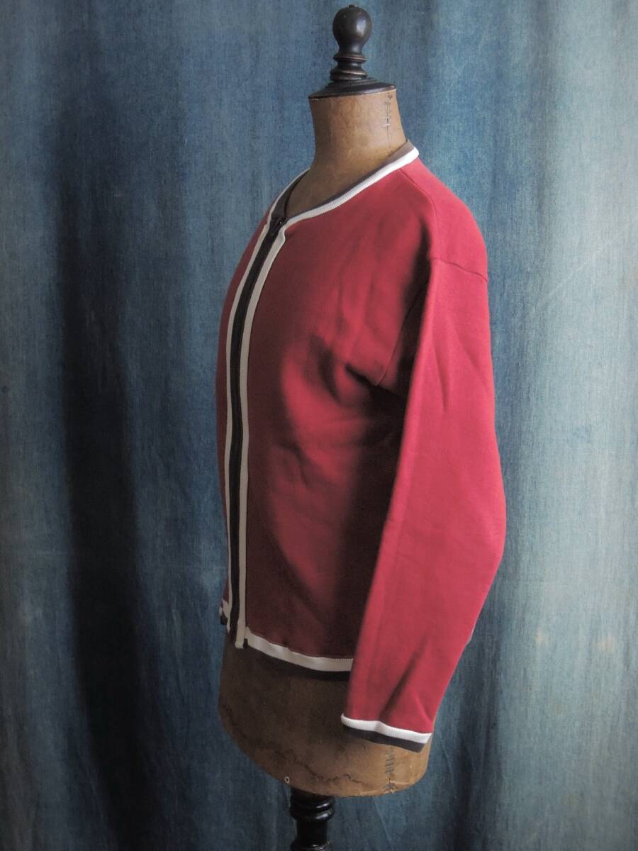50s60sビンテージUSA1950年代1960年代3トーン内縫いスウェット臙脂ジップアップカーディガン古着CHAMPION HANES WIND SHIELD WILSON BRENT_画像4