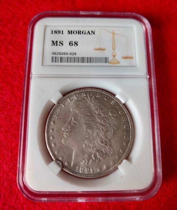 ● 1891年 スラブケース入り MS68 モルガンダラー Morgan 銀 モーガン 古銭の画像1
