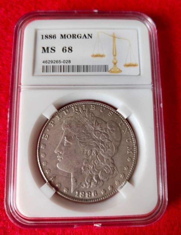 ▲ 1886年 スラブケース入り MS68 モルガンダラー Morgan 銀 モーガン 古銭の画像1