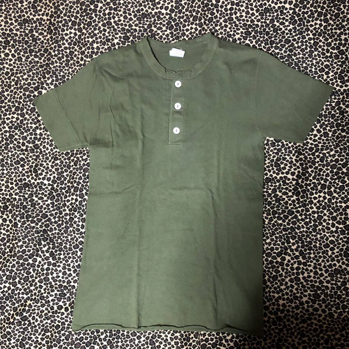 美品 Healthknit ヘンリーネック 半袖 Tシャツ M グリーン系 ヘルスニット 