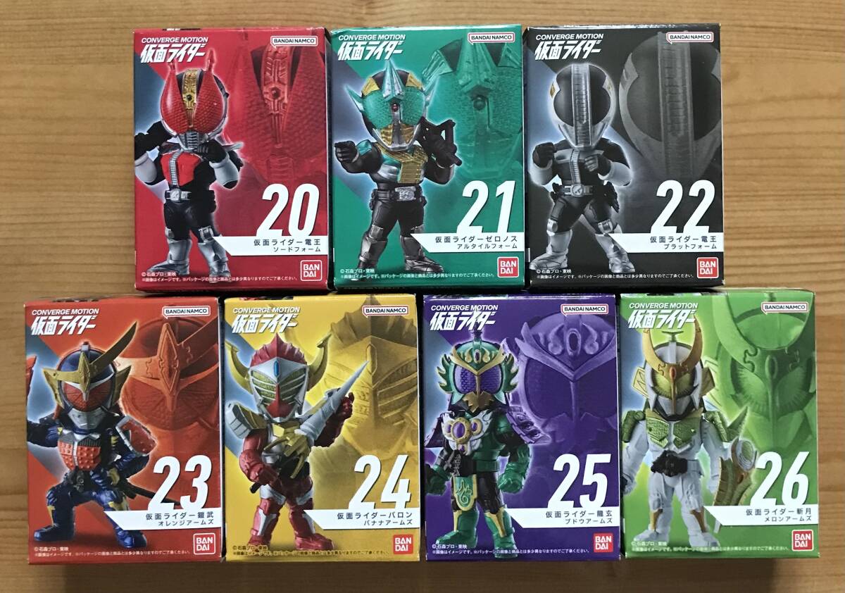 【新品未開封】　仮面ライダーコンバージモーション4　全7種（電王ソード、ゼロノス、電王プラット、鎧武、バロン、龍玄、斬月）_画像1