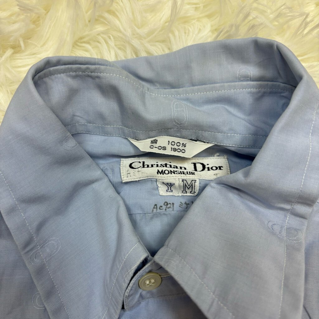 1 jpy ~ I-4 60 Christian Dior Dior Vintage retro Y shirt blue CD Logo long sleeve shirt shirt cotton 