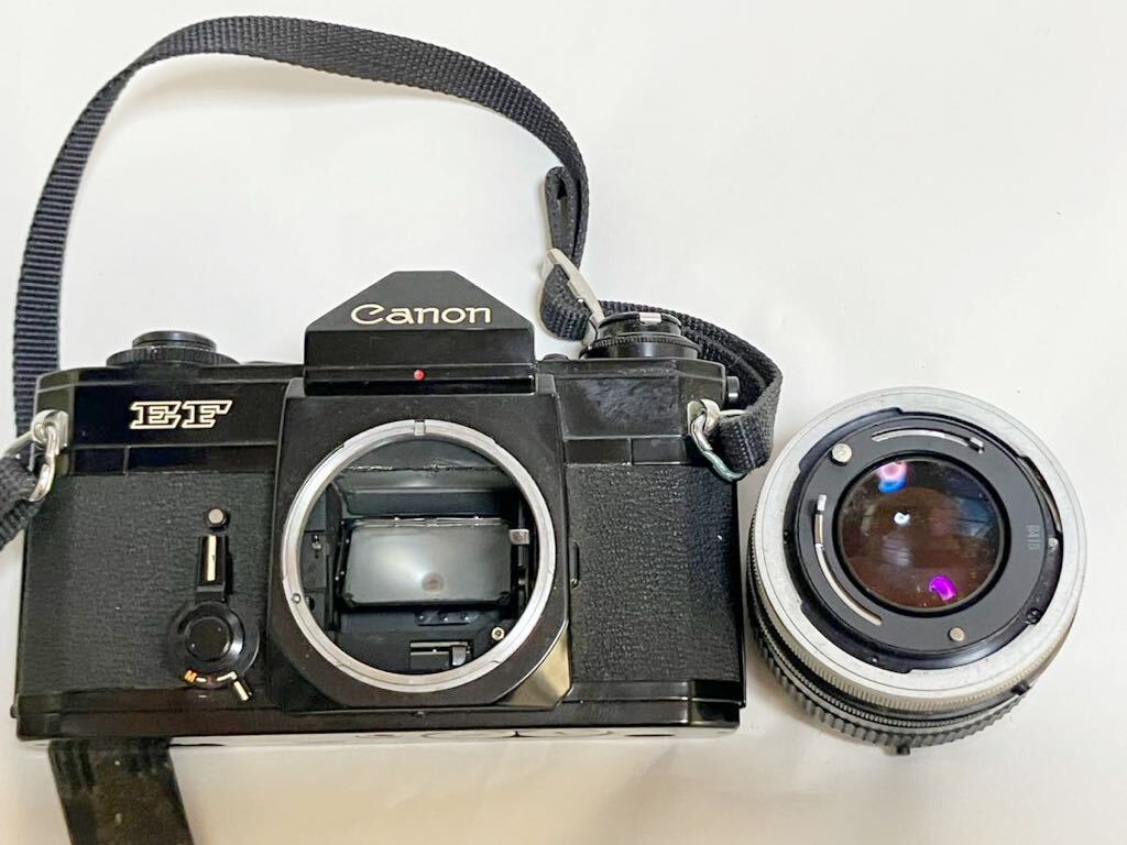 【RE-9】シャッターOK☆Canon キャノン 一眼レフフィルムカメラ EF ブラックボディ+レンズ:FD 50mm 1:1.4 S.S.C/ヤマト60s_画像9