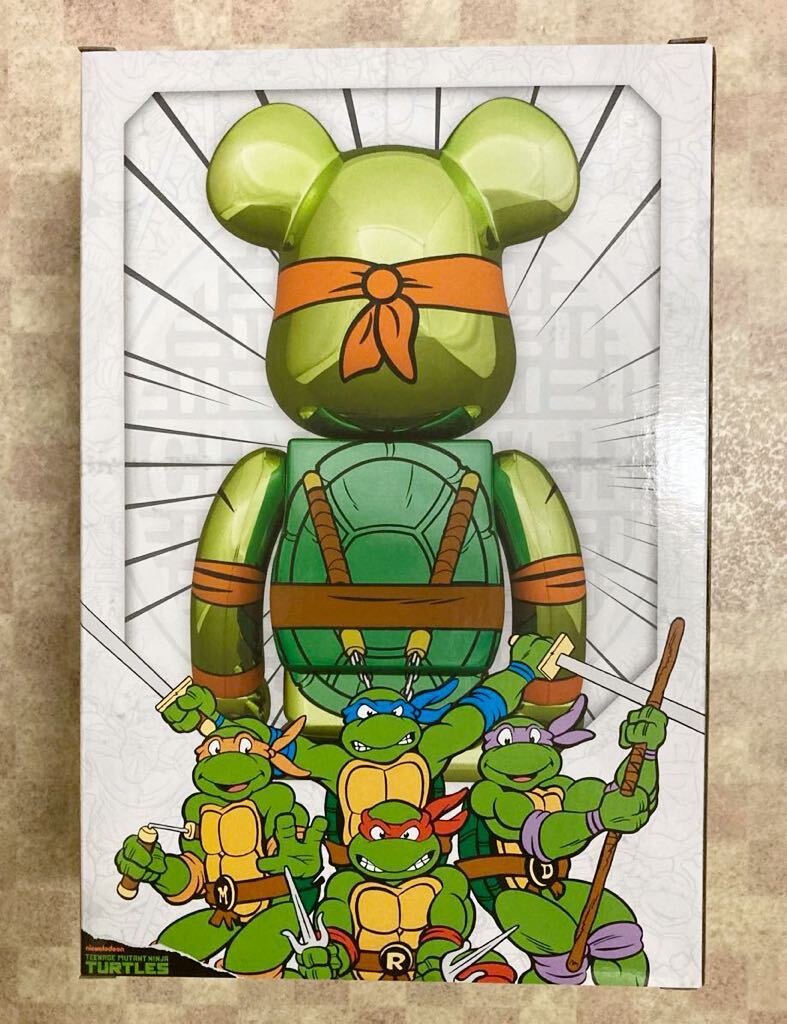 *400% only Bearbrick MICHELANGELO CHROME Ver.ta-toruzMEDICOM TOY BE@RBRICK TURTLES