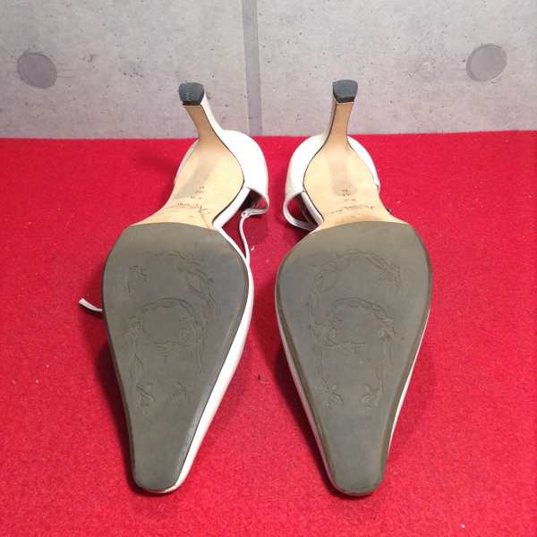 [ selling out!! free shipping!!]A-17 Ginza Kanematsu white pumps 23.0cm box equipped! used super-discount!