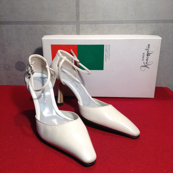 [ selling out!! free shipping!!]A-17 Ginza Kanematsu white pumps 23.0cm box equipped! used super-discount!