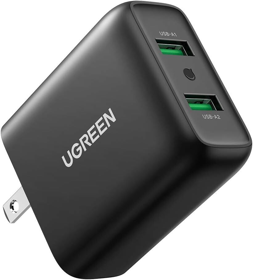 UGREEN USB 充電器 36W 2ポート【デュアルQC3.0ポートPSE認証済み 折り畳み式】ACアダプター 急速充電_画像1